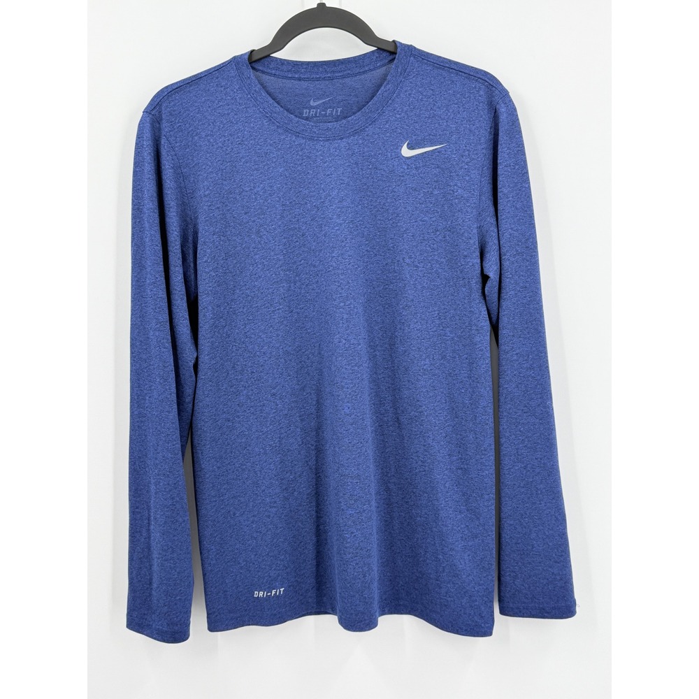 Nike Dri-FIT Long Sleeve Shirt Mens sz S Blue Heathered Activewear Training gym
